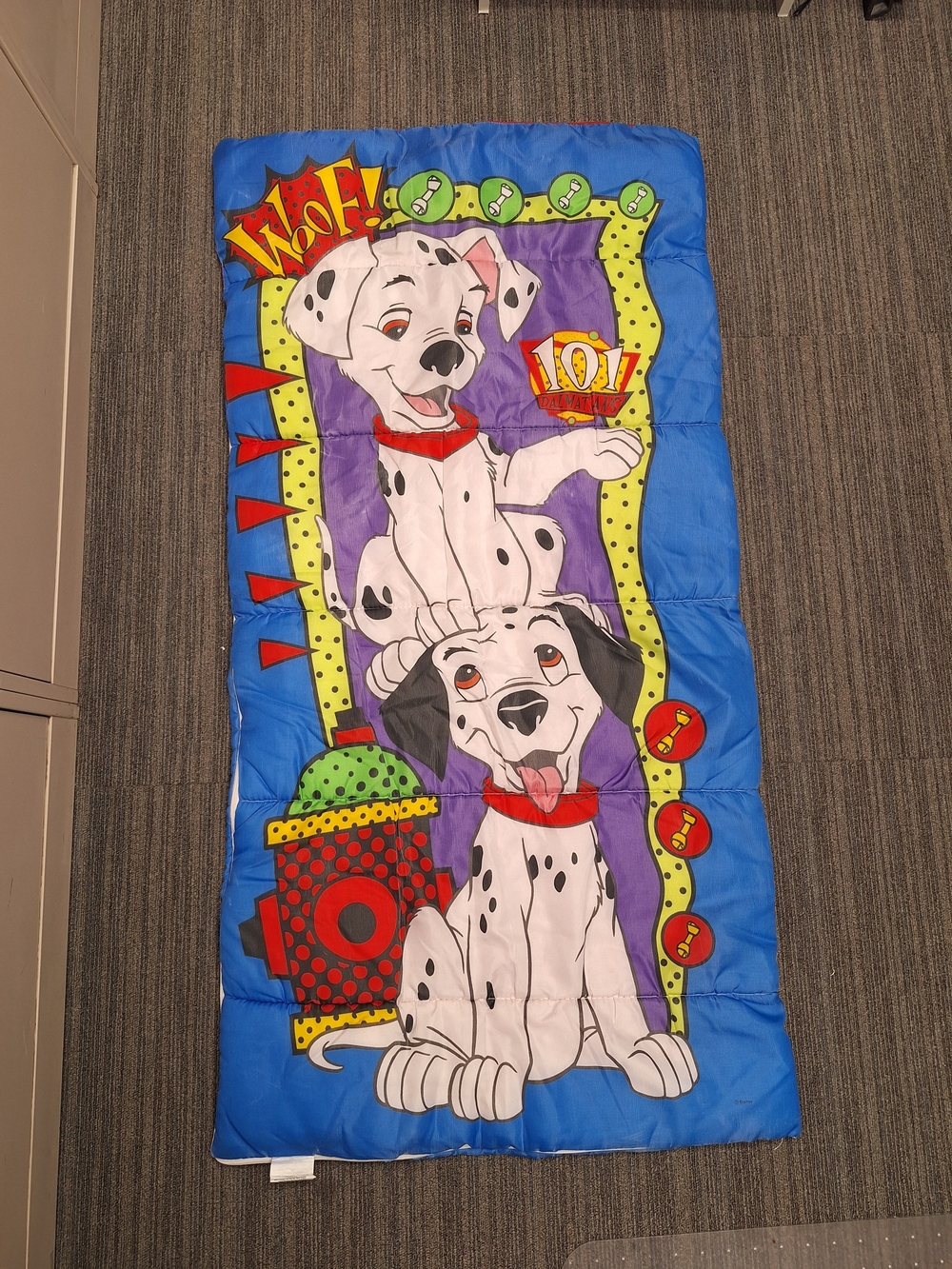 Vintage 90s Disney 101 Dalmatians Kids Sleeping Bag / Slumber Bag